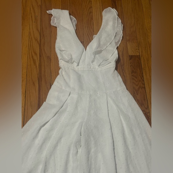 Free People White Plunge Jumpsuit with Flutter Cap Sleeves - Picture 14 of 14